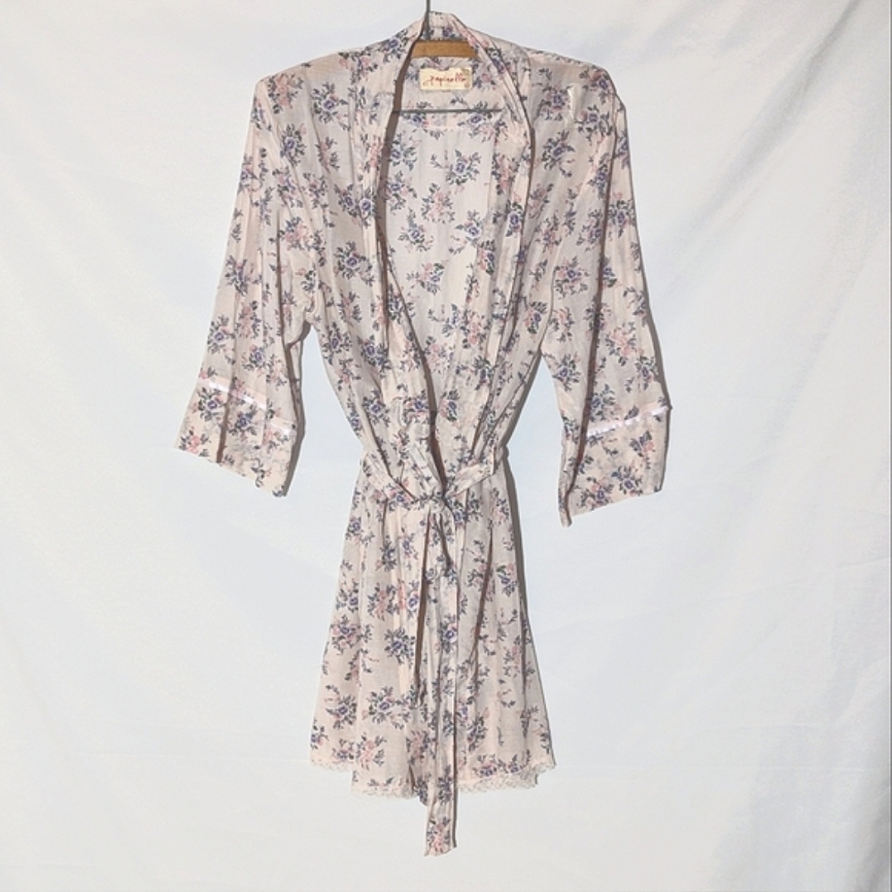 Papinelle Silk Cotton Pastel Pink Floral Midi Robe